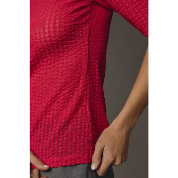 Anthropologie Maeve Sheer Mesh Mock Neck Top Pink Rose Size M - Picture 4 of 7